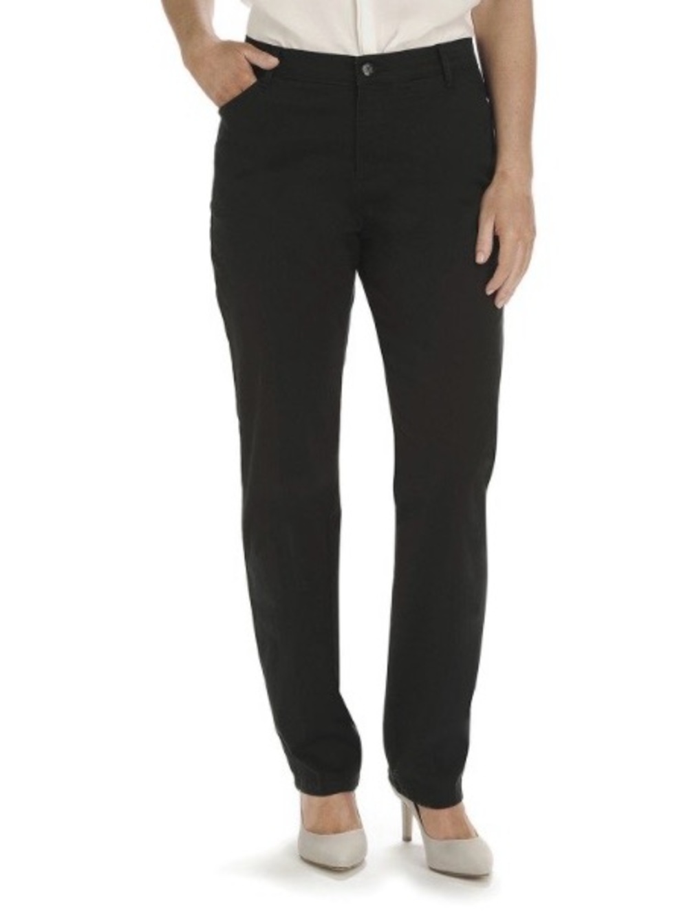 Lee All Day Classic Black Straight Leg Relaxed Fit Pants Black Stretch Cotton 6P